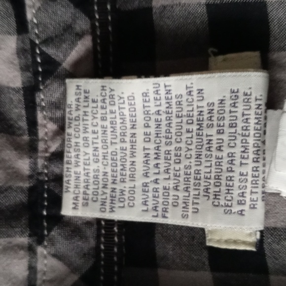 Cherokee Boys Plaid Button-Down Shirt. Size L/G 12-14. Black and Gray - Picture 4 of 12